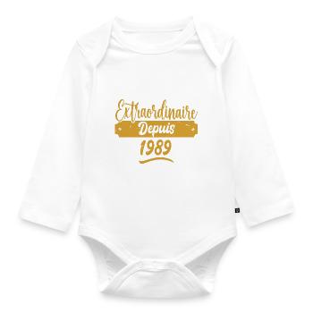 Extraordinaire Depuis 1989 | Cadeau Anniversaire - Body Bébé bio manches longues - blanc - Devant