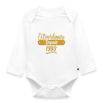 Extraordinaire Depuis 1993 | Cadeau Anniversaire - Body Bébé bio manches longues - blanc - Devant