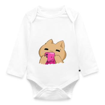 Meow - Organic Longsleeve Baby Bodysuit - white - Front