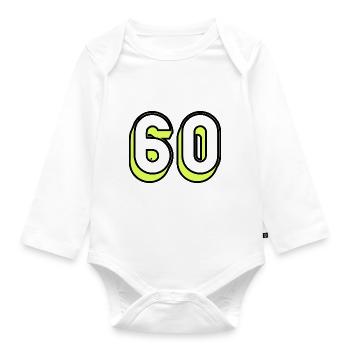 60. 60 YEARS. 60TH ANNIVERSARY. ANNIVERSARY 60 YEARS - Organic Longsleeve Baby Bodysuit - white - Front