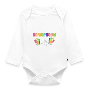 Halte à l’homophobie LGBTQ - Body Bébé bio manches longues - blanc - Devant