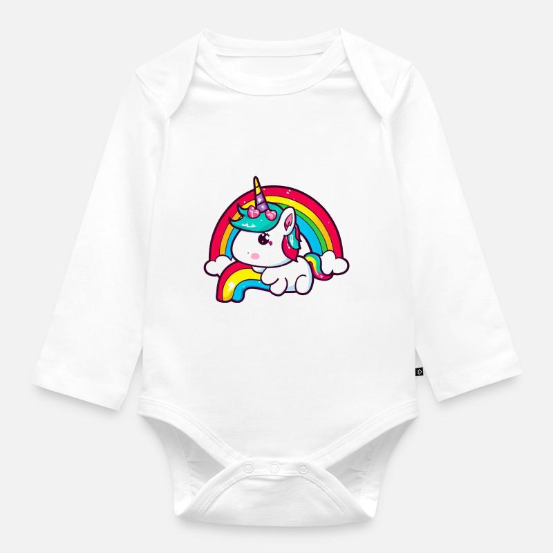 Unicorn rainbow - Baby Bio-Langarm-Body - Weiß