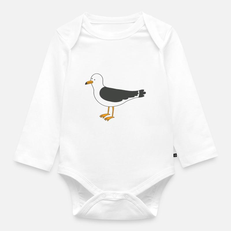 Möwe - Baby Bio-Langarm-Body - Weiß