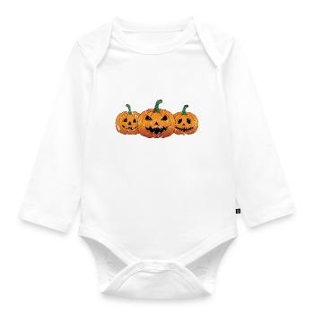 Pumpkins Jack-O-Lantern Halloween Spooky - Organic Longsleeve Baby Bodysuit - white - Front