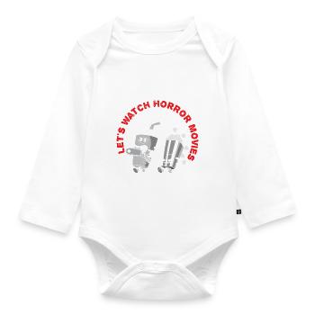 Let's Watch Horror Movies Happy Halloween Cuddle - Organic Longsleeve Baby Bodysuit - white - Front