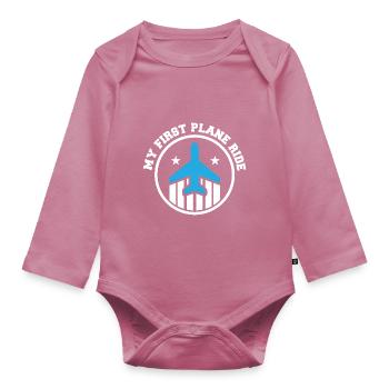 Voyage de vacances Mon premier voyage en avion Voyageur - Body Bébé bio manches longues - mauve - Devant
