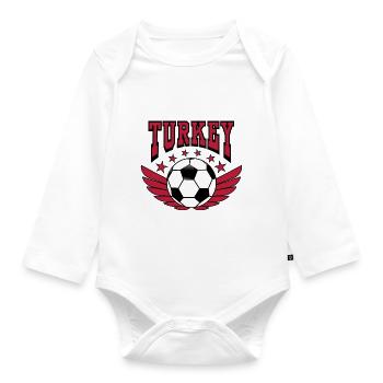 Maillot de Football Turquie Retro College Look Style - Body Bébé bio manches longues - blanc - Devant