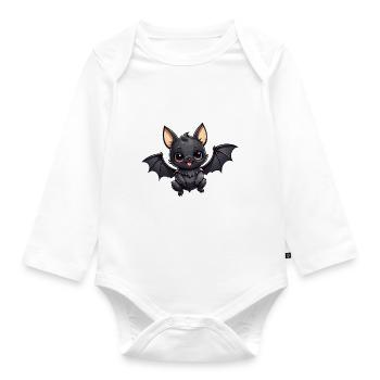 Bat Cute Illustration - Organic Longsleeve Baby Bodysuit - white - Front
