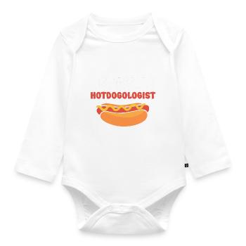 Certified Hotdogologist Wurstverkäufer - Baby Bio-Langarm-Body - Weiß - Vorne