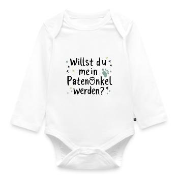 Willst du mein Patenonkel werden - Baby Bio-Langarm-Body - Weiß - Vorne