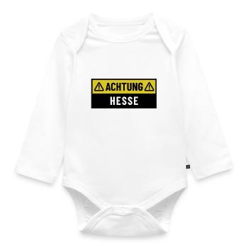 Achtung Hesse - Regionaler Spruch - Baby Bio-Langarm-Body - Weiß - Vorne