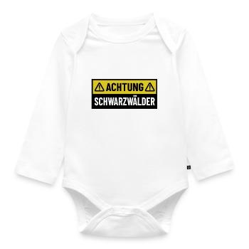 Achtung Schwarzwälder - Regionaler Spruch - Baby Bio-Langarm-Body - Weiß - Vorne