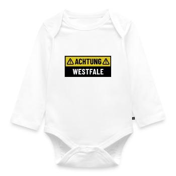 Achtung Westfale - Regionaler Spruch - Baby Bio-Langarm-Body - Weiß - Vorne