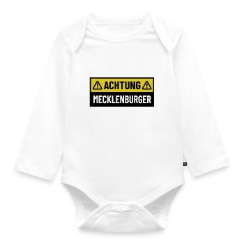 Achtung Mecklenburger - Regionaler Spruch - Baby Bio-Langarm-Body - Weiß - Vorne