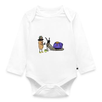 Peanut Snails Horse Renner Racehorse Horses - Organic Longsleeve Baby Bodysuit - white - Front