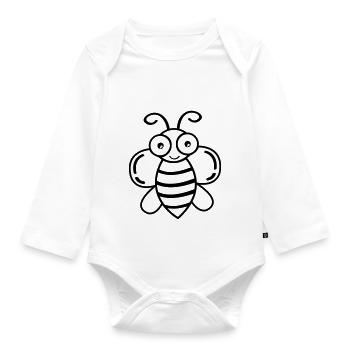 Bee 01 - Organic Longsleeve Baby Bodysuit - white - Front