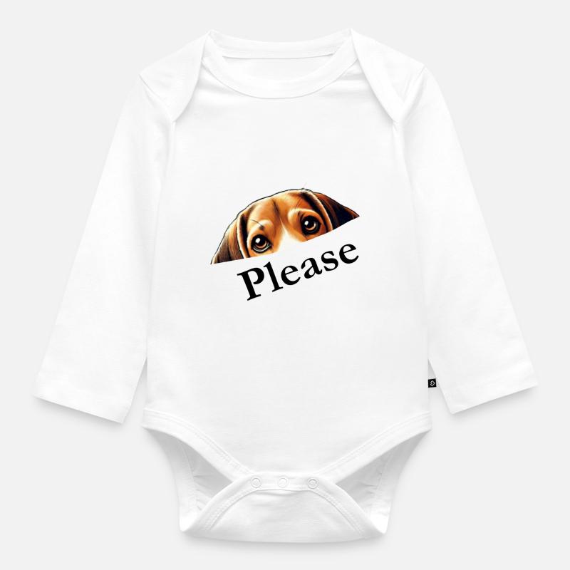 Beagle Please - Baby Bio-Langarm-Body - Weiß