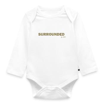 Surrounded by Idiots Funny Sayings - Organic Longsleeve Baby Bodysuit - white - Front