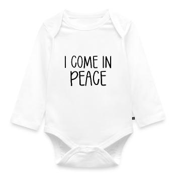 I Come In Peace Partnerlook - Baby Bio-Langarm-Body - Weiß - Vorne