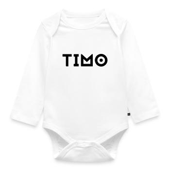 Prénom Timo - Body Bébé bio manches longues - blanc - Devant