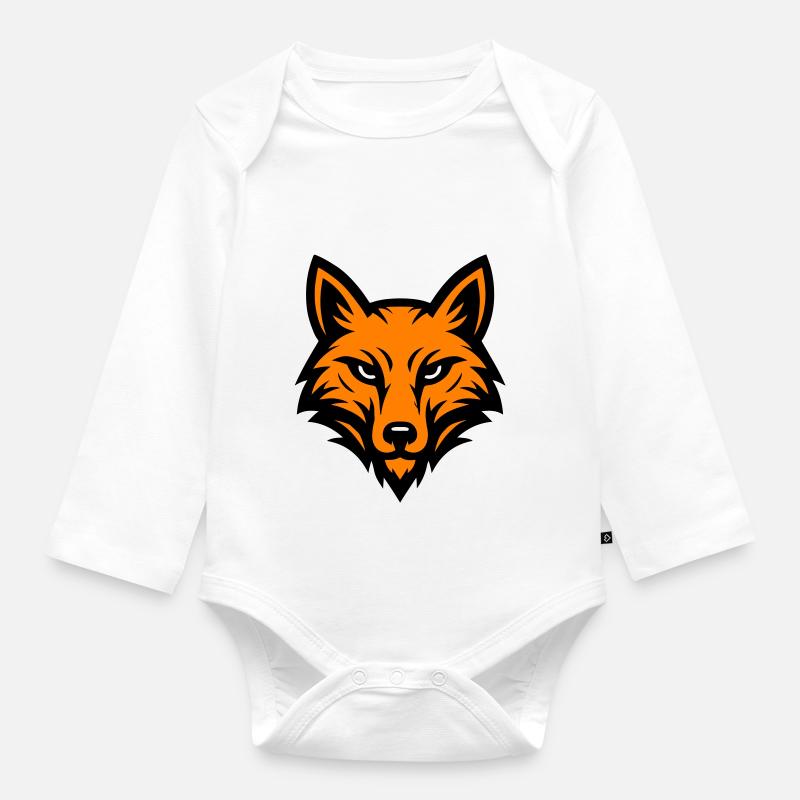Tête de renard - Body Bébé bio manches longues - blanc