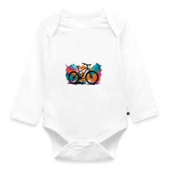 illustration,mountainbike,rennrad,graffiti,berge - Baby Bio-Langarm-Body - Weiß - Vorne