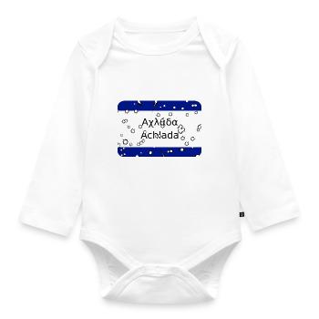 MG Kriti town sign Achlada - Organic Longsleeve Baby Bodysuit - white - Front
