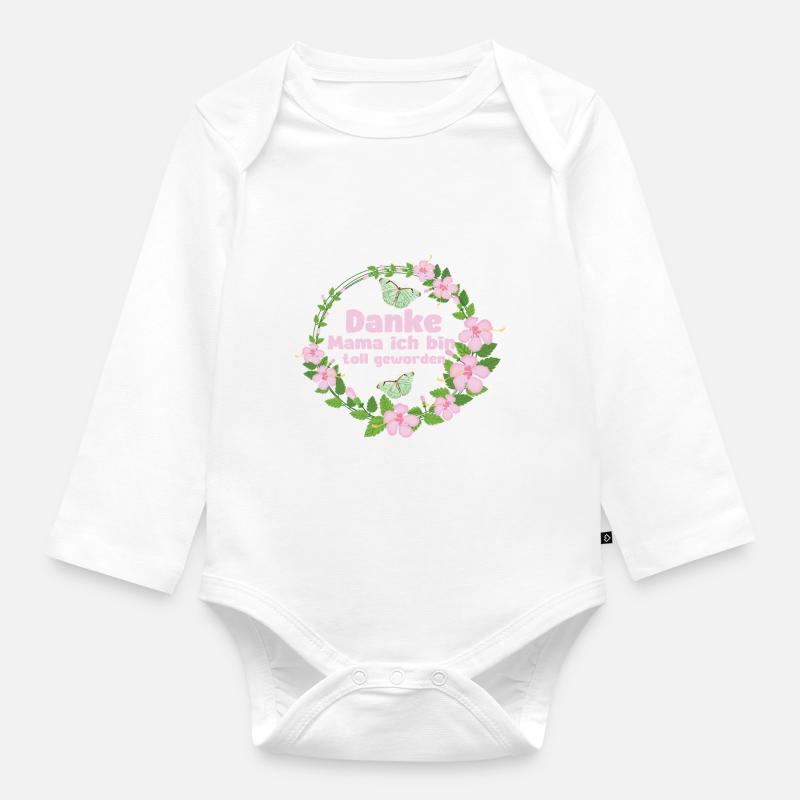 Danke Mama - Baby Bio-Langarm-Body - Weiß