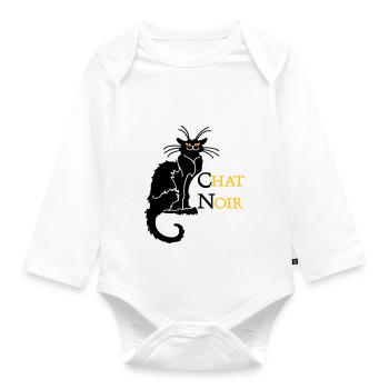 chat noir 'n (text, 2c) - Organic Longsleeve Baby Bodysuit - white - Front
