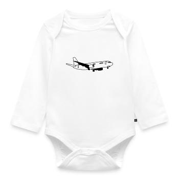 airplane - Organic Longsleeve Baby Bodysuit - white - Front