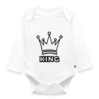 king - Organic Longsleeve Baby Bodysuit - white - Front