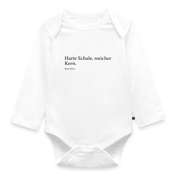 Harte Schale, weicher Kern. - Baby Bio-Langarm-Body - Weiß - Vorne