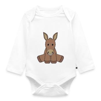 Esel - Baby Bio-Langarm-Body - Weiß - Vorne