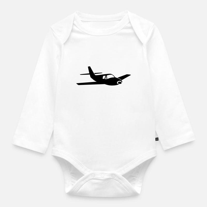 Airplane Airplane - Organic Longsleeve Baby Bodysuit - white