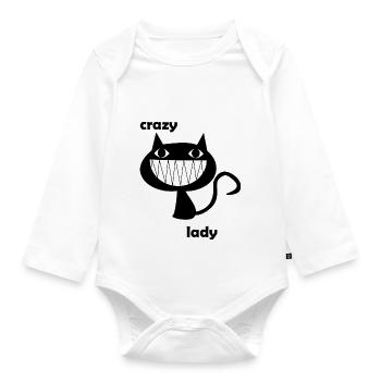 Crazy Cat Lady - Organic Longsleeve Baby Bodysuit - white - Front