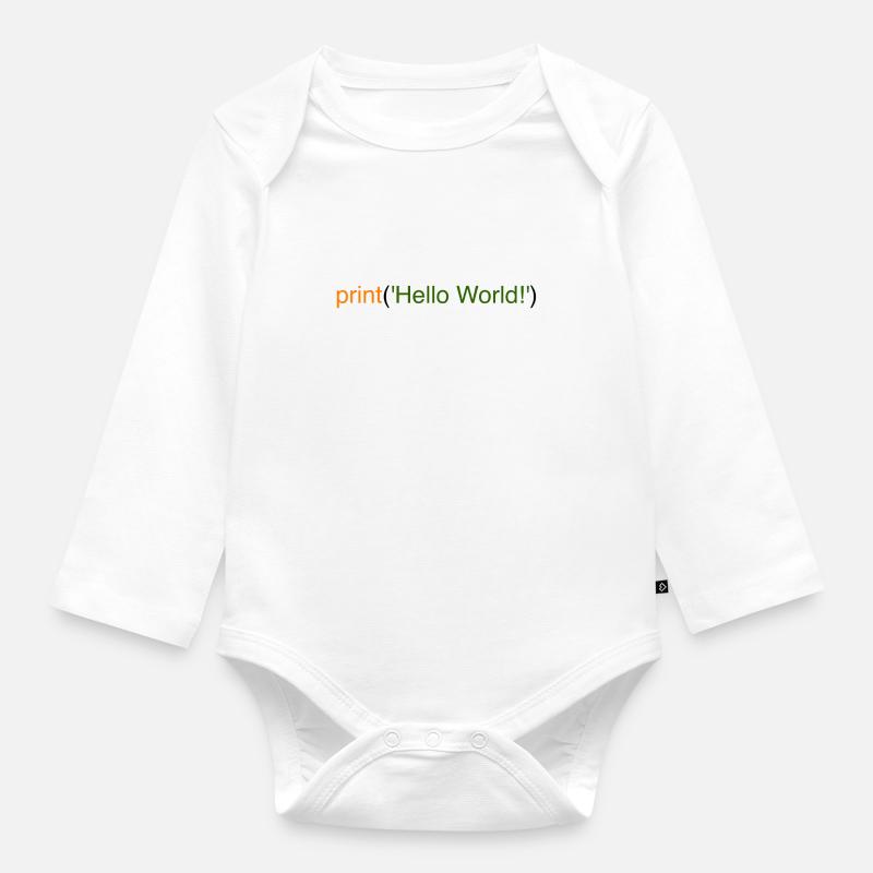 Hello World Python - Baby Bio-Langarm-Body - Weiß