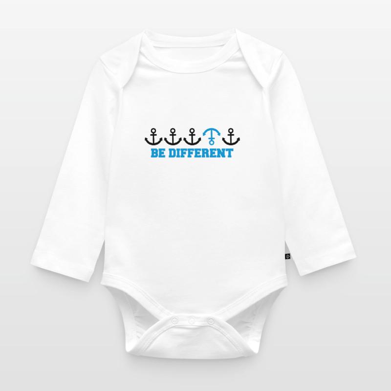 text be different different row pattern anchor many Organic Longsleeve Baby Bodysuit