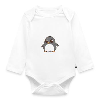 Penguin Chubby Chubby Penguin with Overweight - Organic Longsleeve Baby Bodysuit - white - Front