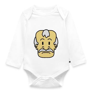 Old Man Face - Organic Longsleeve Baby Bodysuit - white - Front