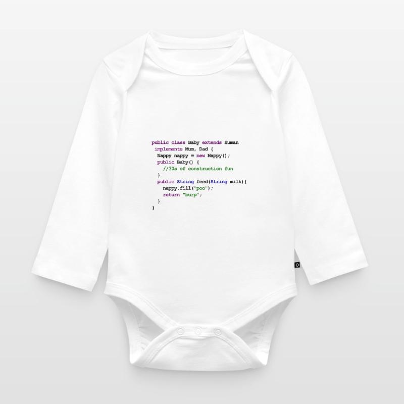 Java Code New Baby - Construction Organic Longsleeve Baby Bodysuit