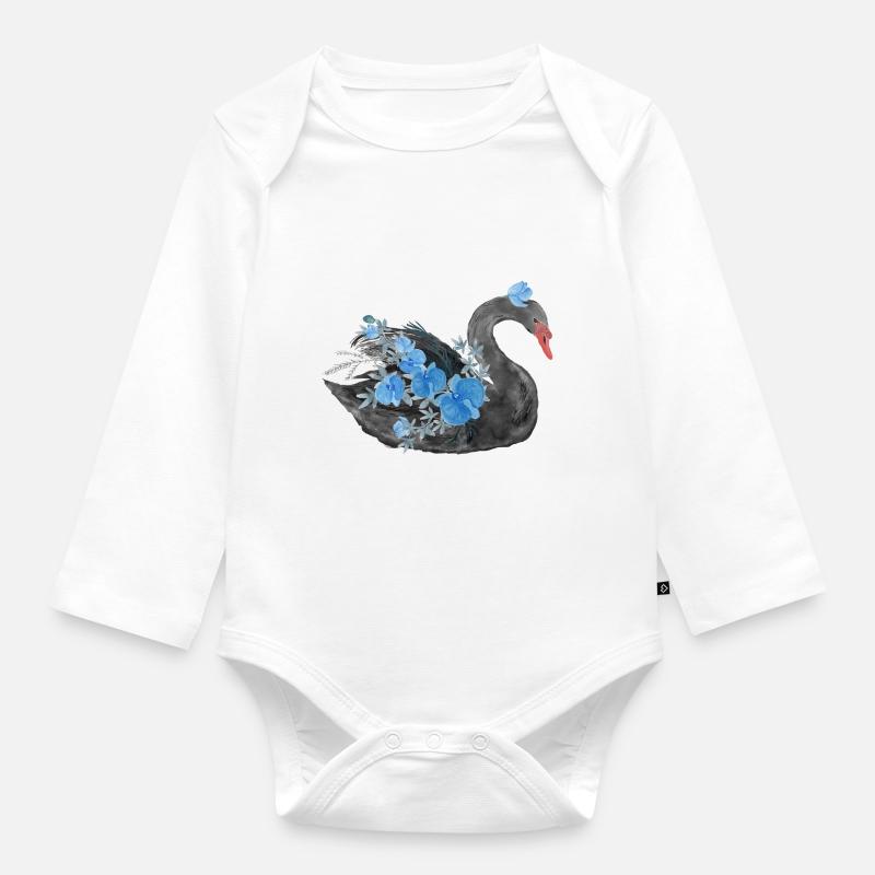 Cygne noir - Body Bébé bio manches longues - blanc