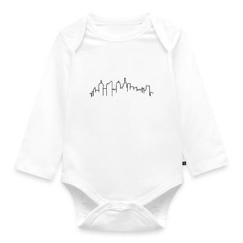 silhouette line city metropolis silhouette outline hau - Organic Longsleeve Baby Bodysuit - white - Front