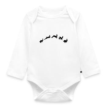 Hasen springen - Baby Bio-Langarm-Body - Weiß - Vorne