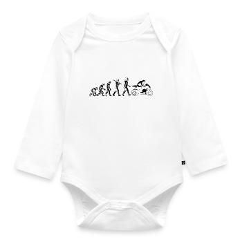 motorcycle evolution flat white print - Organic Longsleeve Baby Bodysuit - white - Front