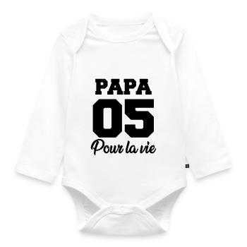 papa 05 pour la vie - Organic Longsleeve Baby Bodysuit - white - Front