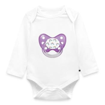 Pacifier Mask - Organic Longsleeve Baby Bodysuit - white - Front
