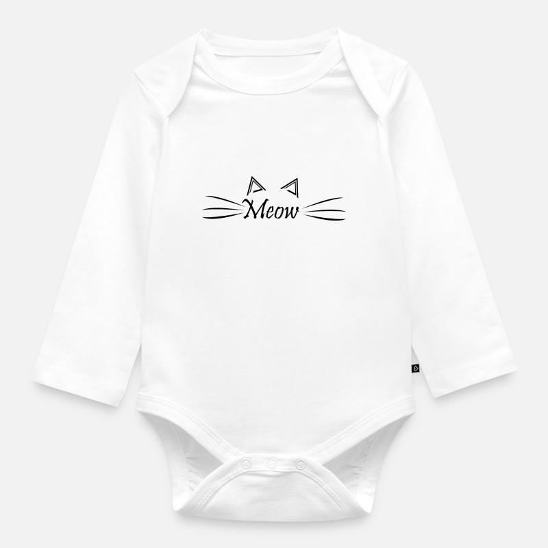 Chat Chat - Body Bébé bio manches longues - blanc