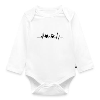 Paw print heart for all pet animal/cat/dog lovers - Organic Longsleeve Baby Bodysuit - white - Front