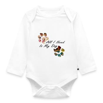 Paw prints dog paws paws dogs - Organic Longsleeve Baby Bodysuit - white - Front