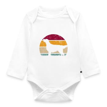 Flat Coated Retriever Retro Vintage Silhouette - Organic Longsleeve Baby Bodysuit - white - Front